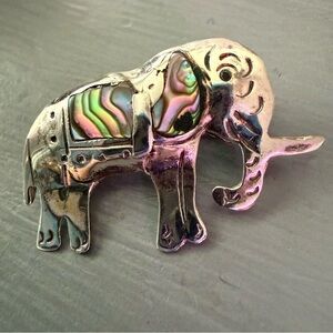 Mexico Alpaca 925 Sterling Silver Elephant Pin Brooch
